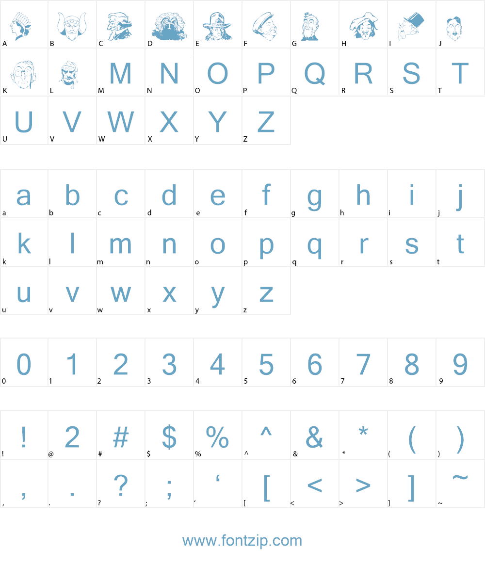 Heads 1 Font Character